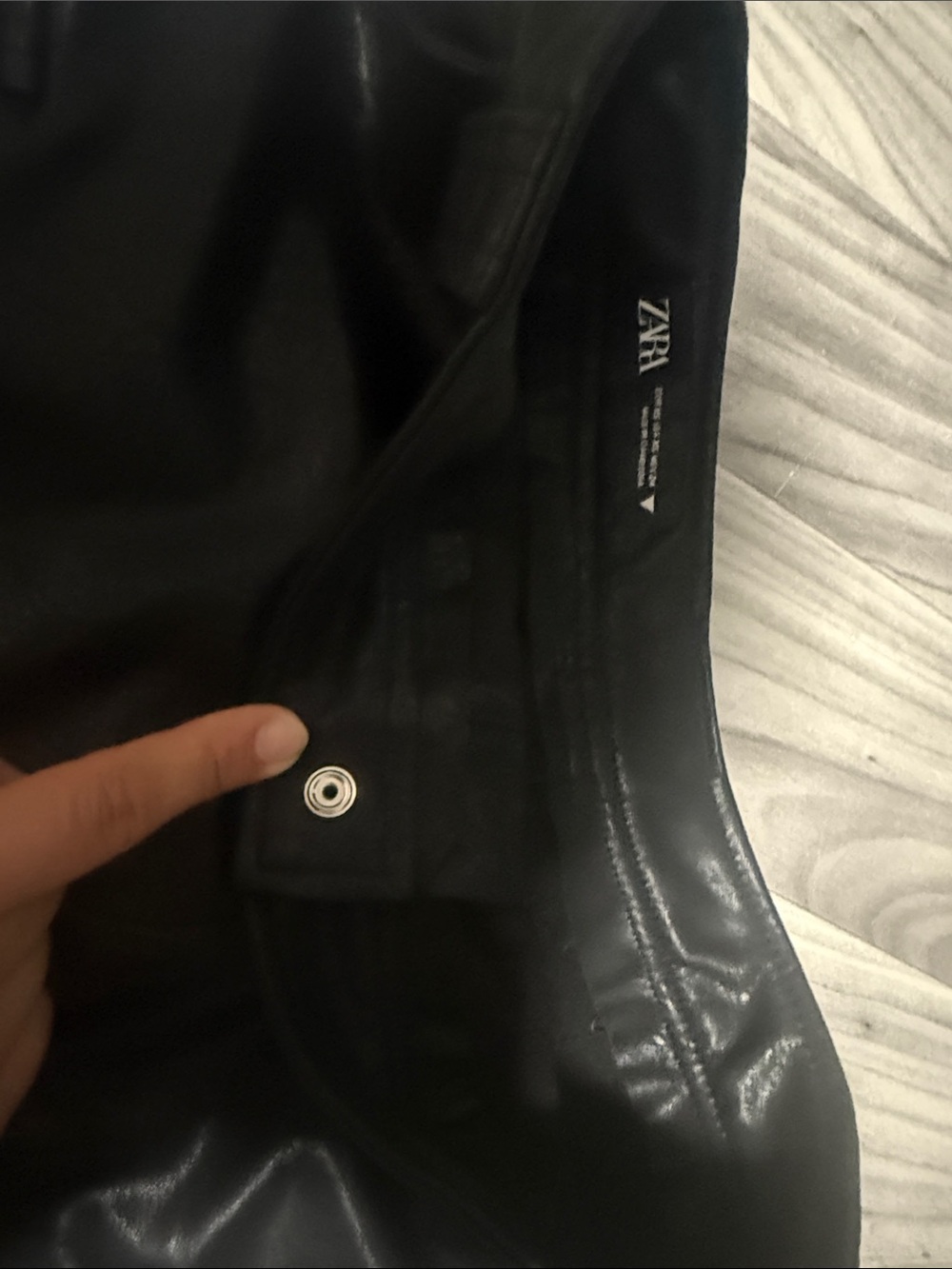 Zara Black Faux Leather Mini Skirt with Snap Detail